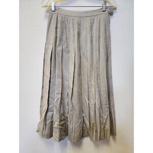 Vintage Skirt 8 kgr USA Rayon Linen Blend Pleated Zip Maxi Granny Minimalist
